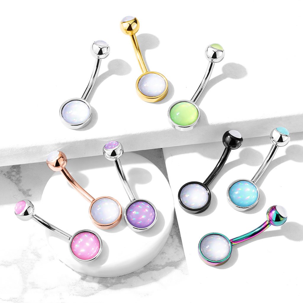Illuminating Opal Stone Belly Bar