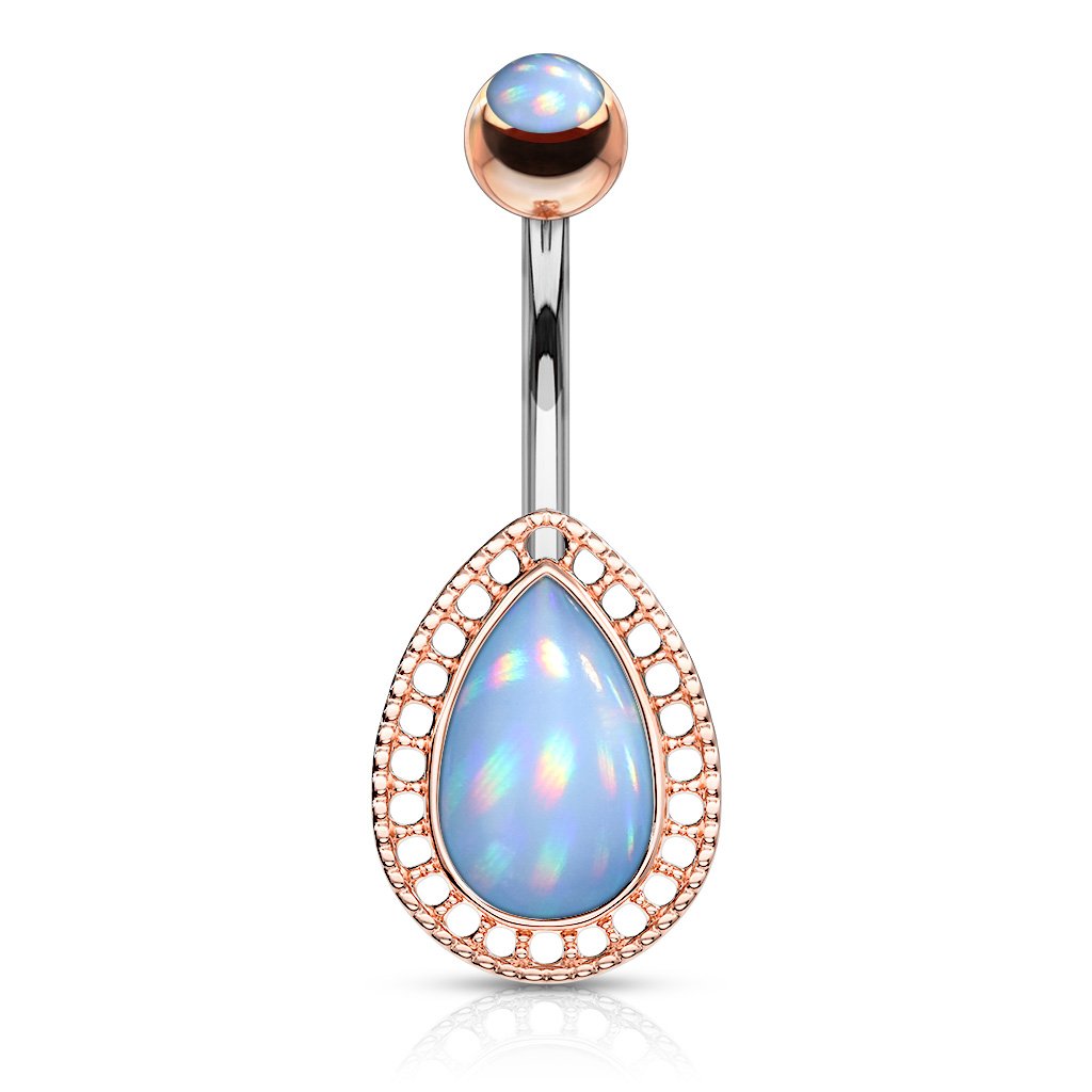 Illuminating Opal Tear Drop Belly Button Ring