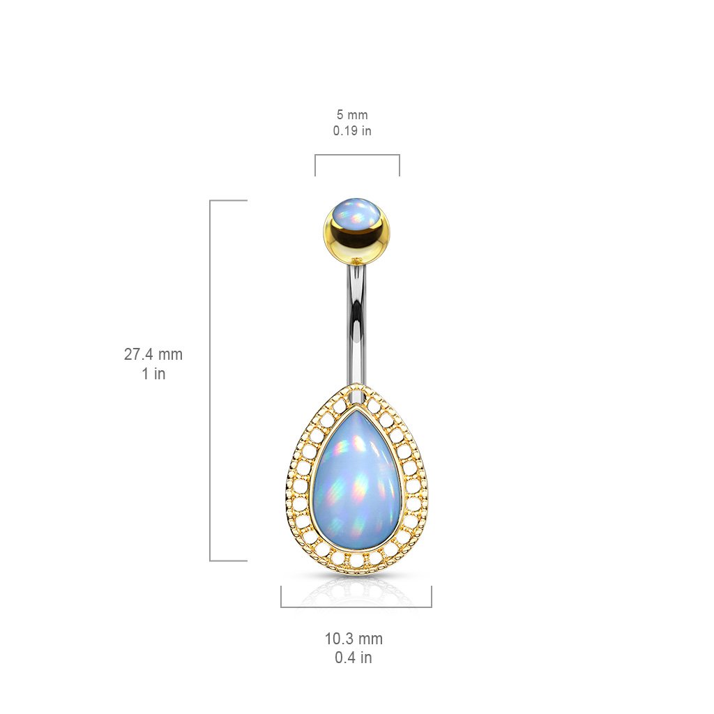 Illuminating Opal Tear Drop Belly Button Ring