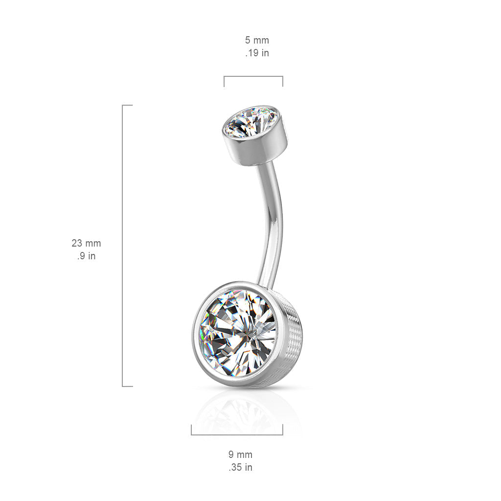 Internally Threaded 14Kt Gold Plated Crystal Belly Button Ring