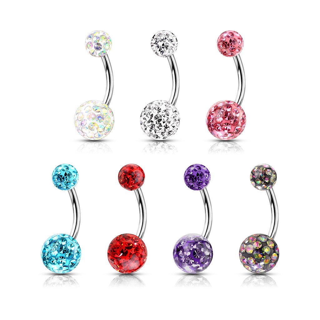 Internally Threaded Glitterball Belly Button Ring