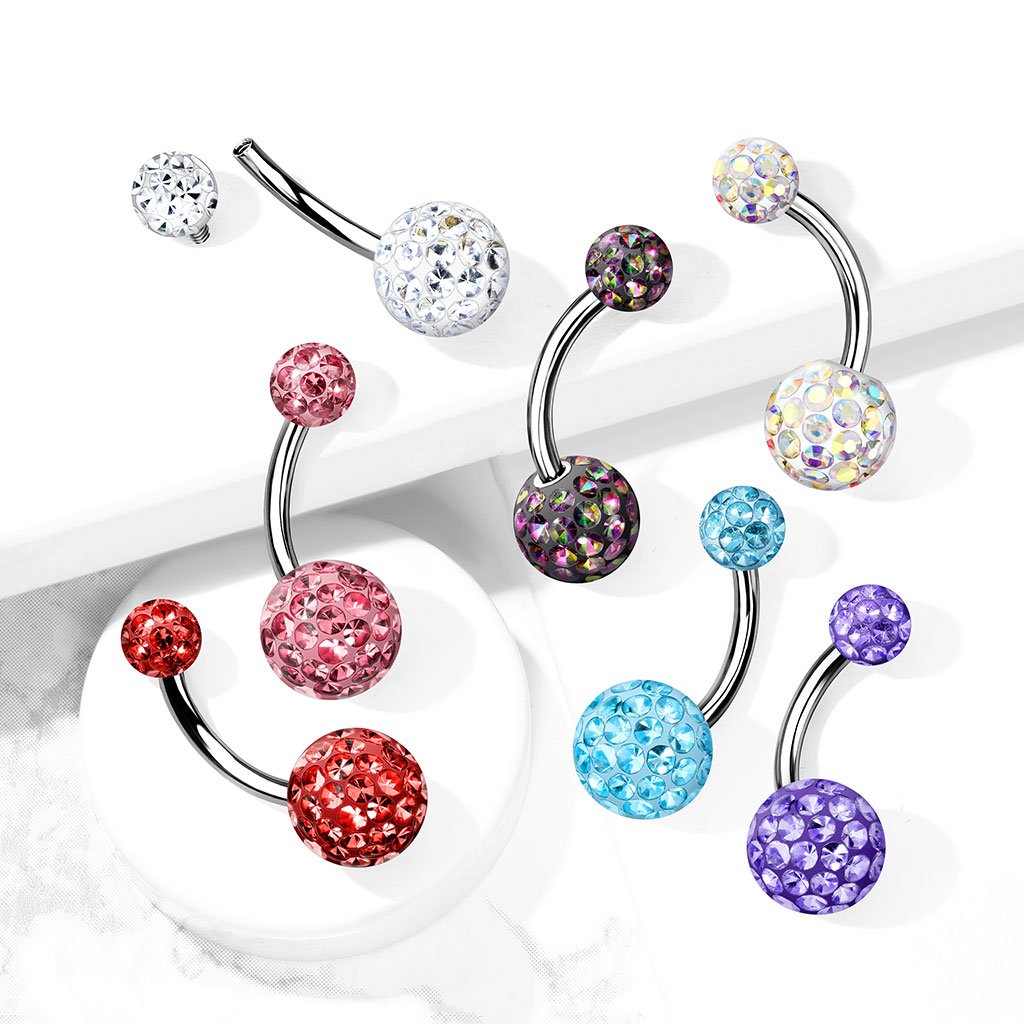 Internally Threaded Glitterball Belly Button Ring