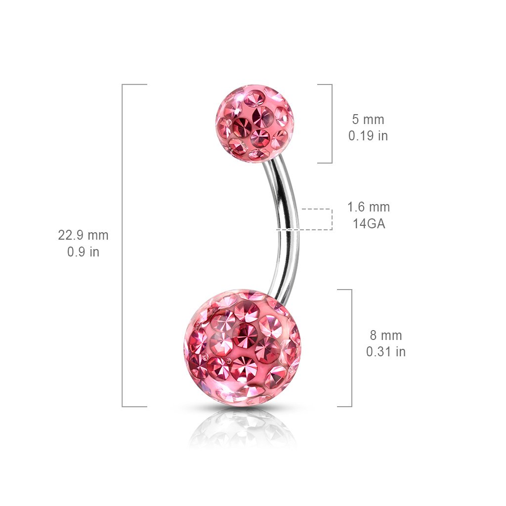 Internally Threaded Glitterball Belly Button Ring