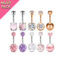 Limited Edition 10 Pack Rainbow Crystal Belly Button Ring Set