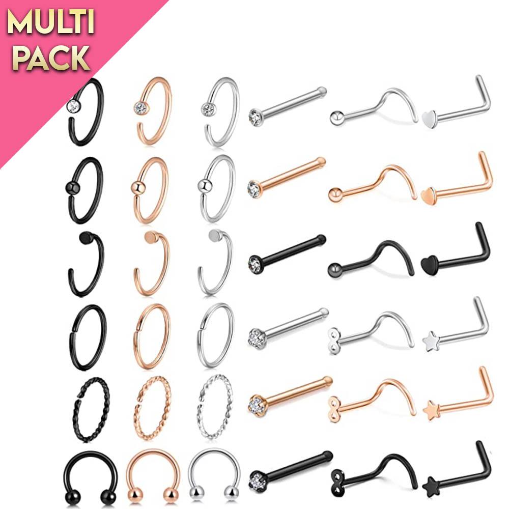 Limited Edition 36 Pack Mixed Nose Rings / Studs