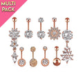 Limited Edition 9 Pack Crystal Belly Button Ring Set