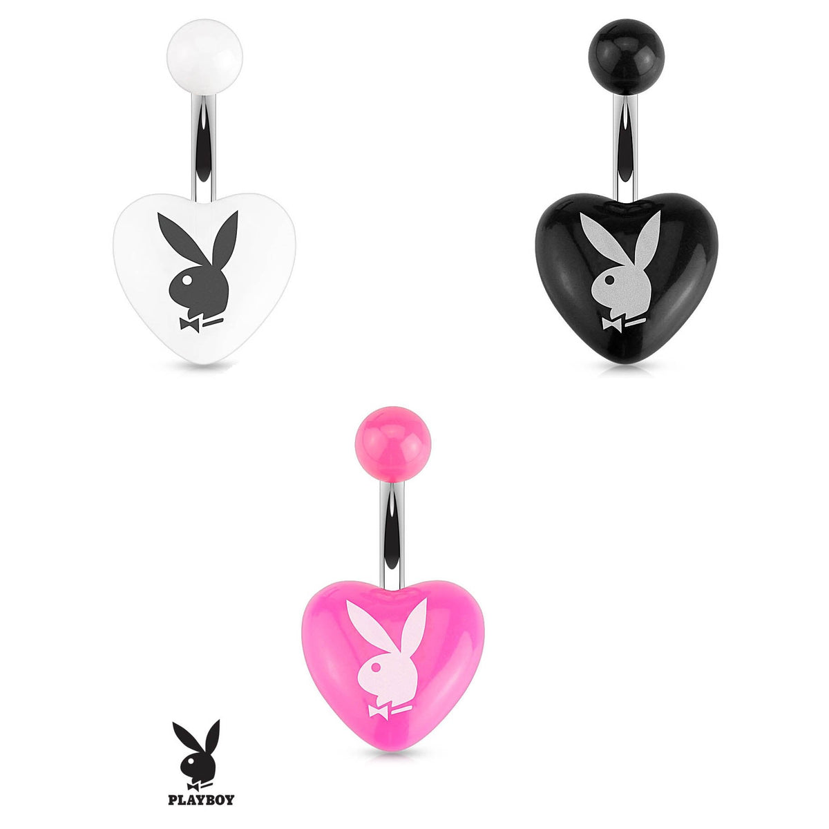 Official Playboy Acrylic Heart Belly Button Ring