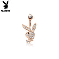 Official Playboy Crystal Paved Belly Button Ring - Gold
