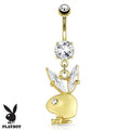 Official Playboy Dangling Belly Button Ring - Gold