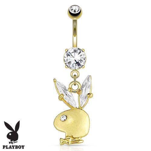 Official Playboy Dangling Belly Button Ring - Gold