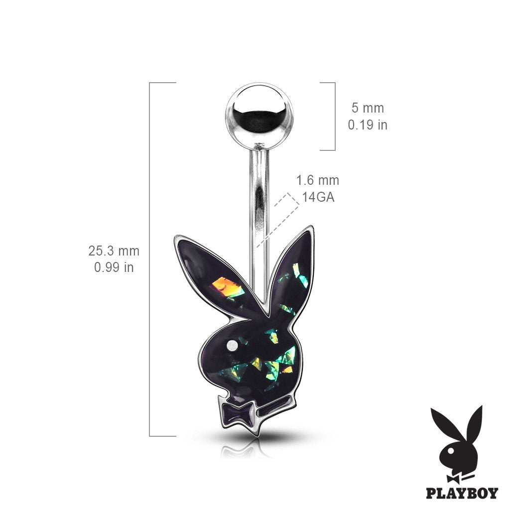 Official Playboy Opal Belly Bar - Blue / Silver