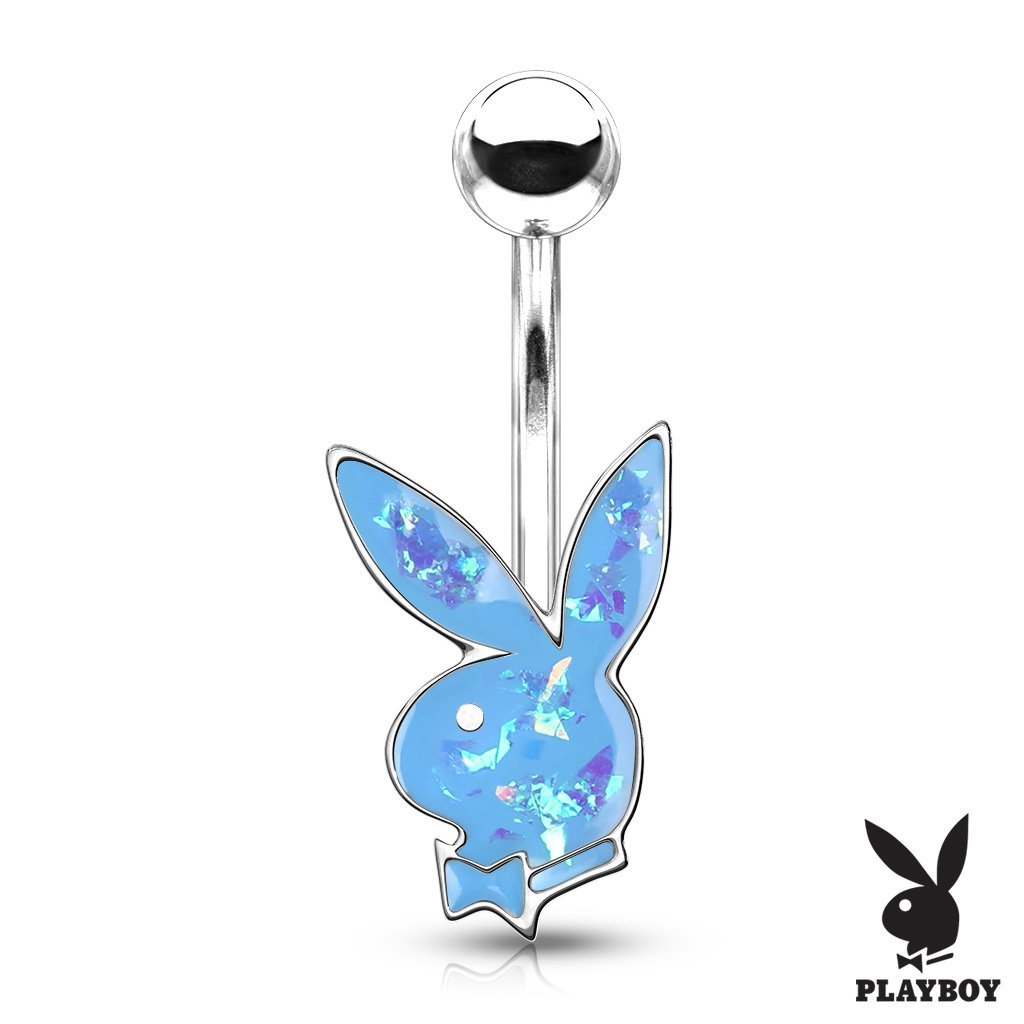 Official Playboy Opal Belly Bar - Blue / Silver