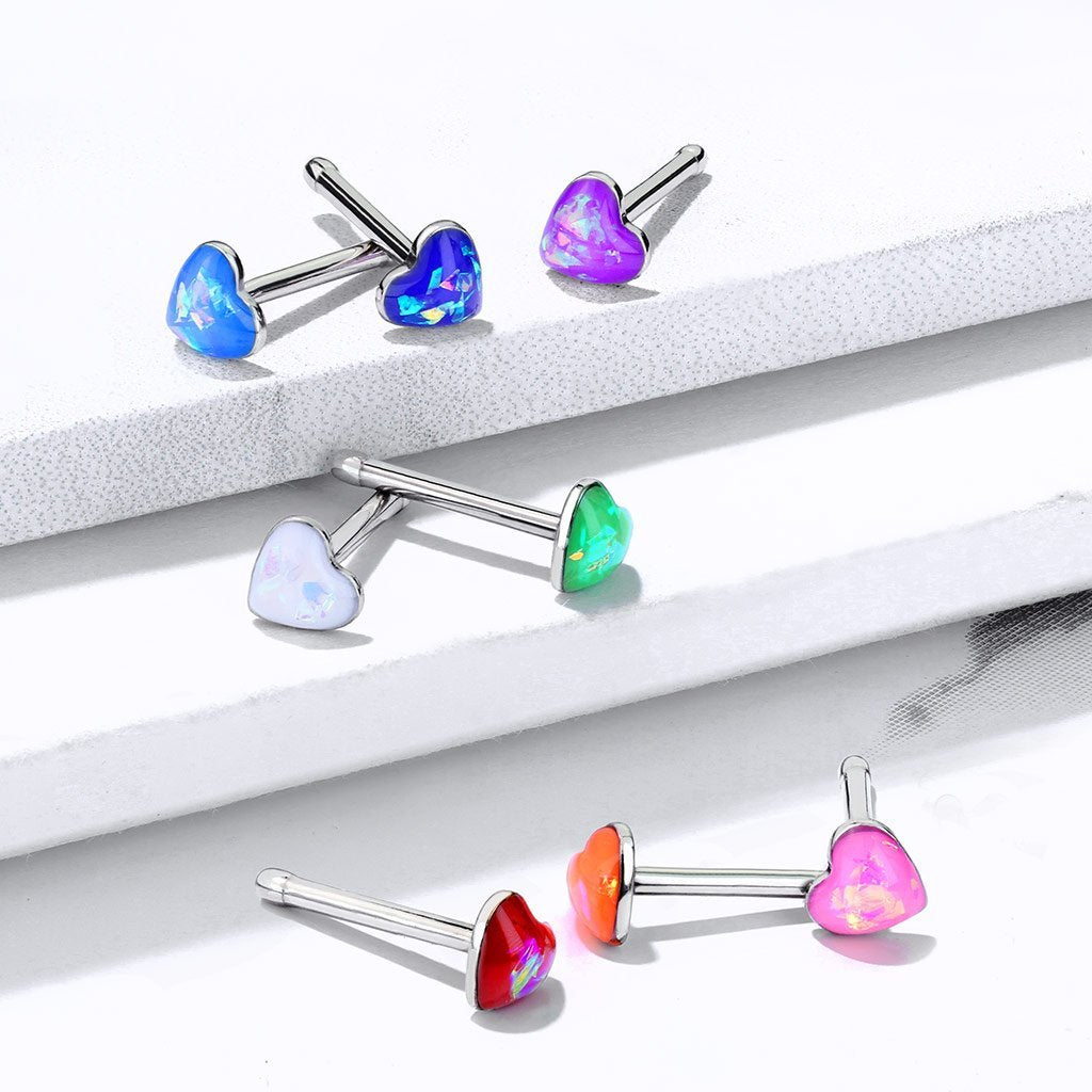 Opal Serenity Heart Nose Stud