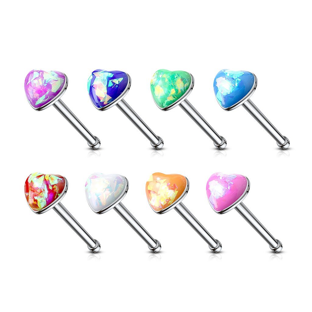 Opal Serenity Heart Nose Stud