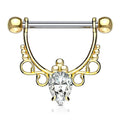 Ornate Crystal Barbell Nipple Ring