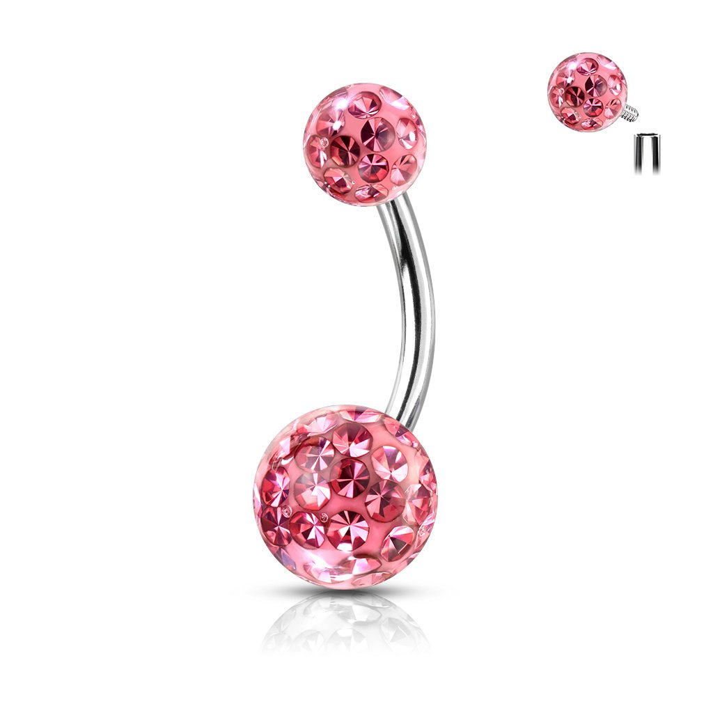 Internally Threaded Glitterball Belly Button Ring