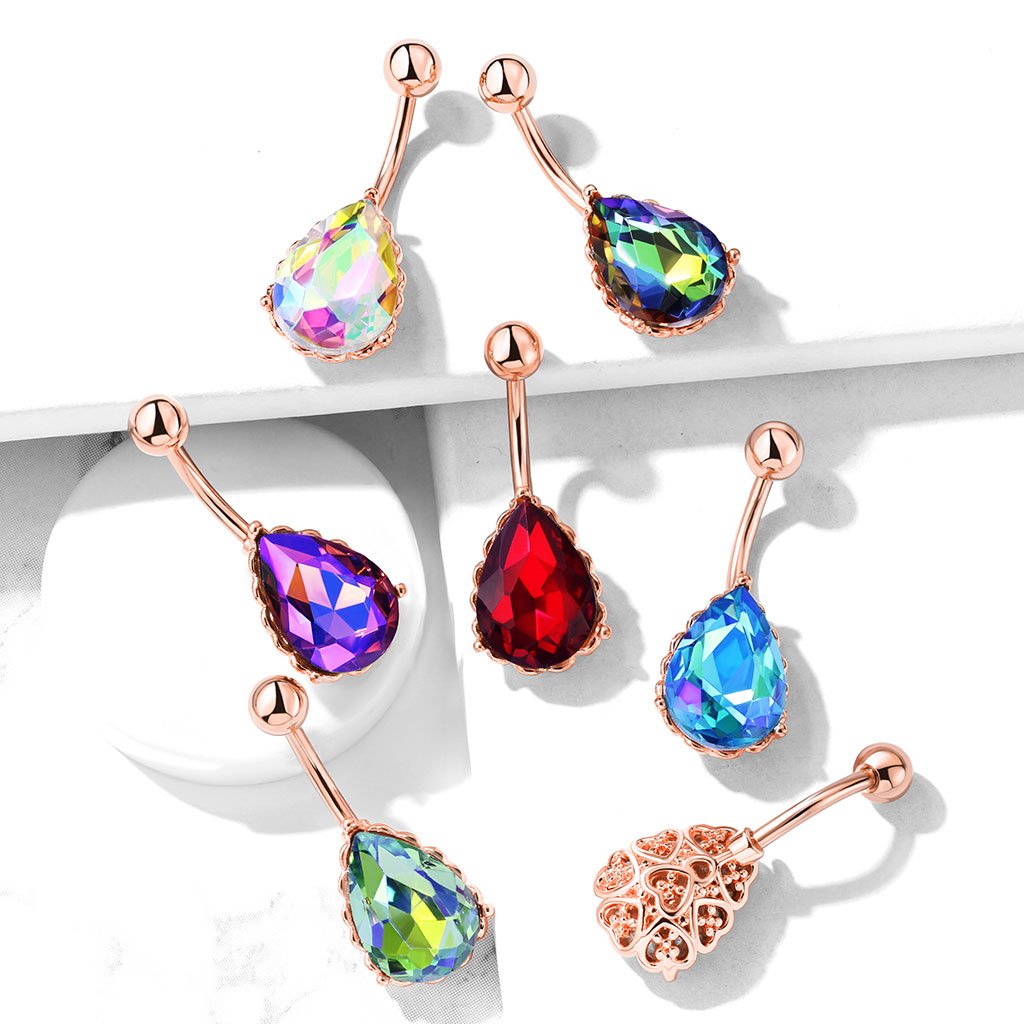 Princess Jasmine Filigree Belly Bar - Gold