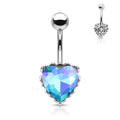 Princess Jasmine Heart Filigree Belly Bar - Aqua