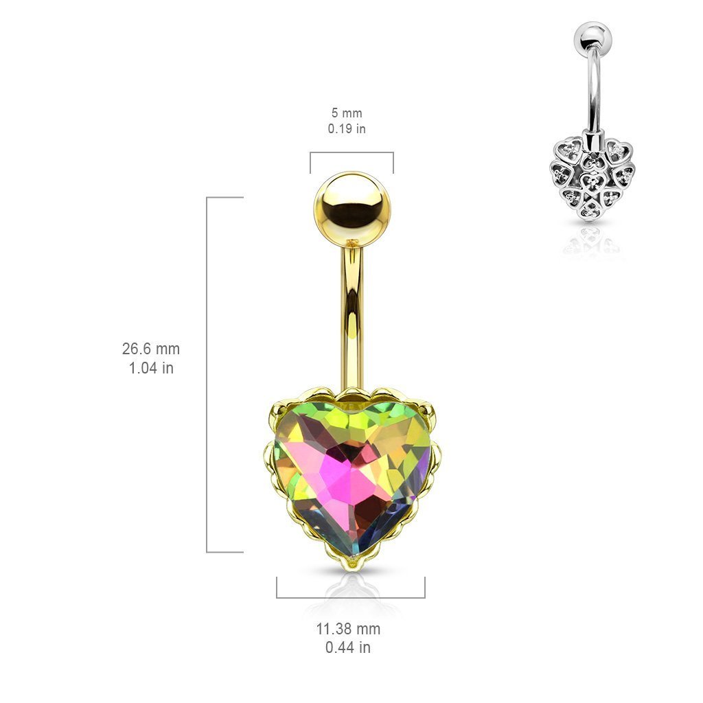 Princess Jasmine Heart Filigree Belly Bar - Aurora