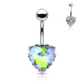 Princess Jasmine Heart Filigree Belly Bar - Green