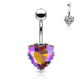 Princess Jasmine Heart Filigree Belly Bar - Purple