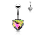 Princess Jasmine Heart Filigree Belly Bar - Rainbow