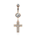 Crystal Cross Belly Button Ring