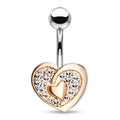 Crystal Paved Heart Belly Button Ring