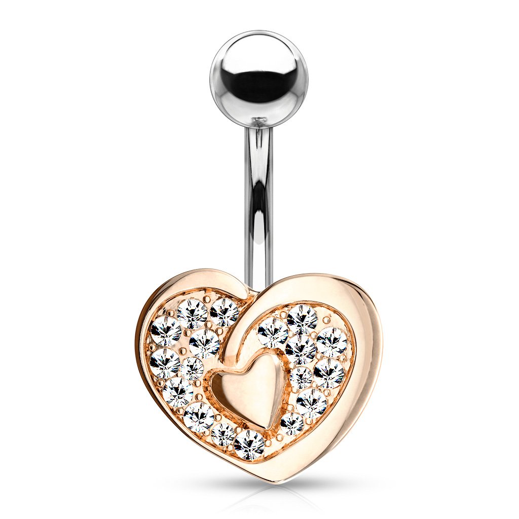 Crystal Paved Heart Belly Button Ring