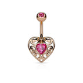 Pink Rose Gold Filigree Heart Belly Bar
