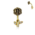 Rose Stem Belly Bar Gold