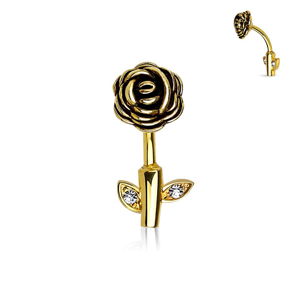 Rose Stem Belly Bar Gold