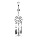 Silver Dream Catcher Belly Button Ring