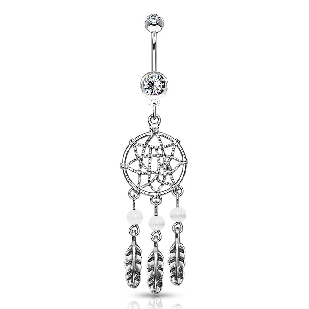 Silver Dream Catcher Belly Button Ring