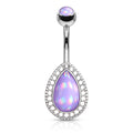 Illuminating Opal Tear Drop Belly Button Ring