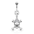 Silver Skull & Crossbones Belly Button Ring