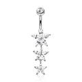 Triple Dangling Marquise Flower Belly Button Ring