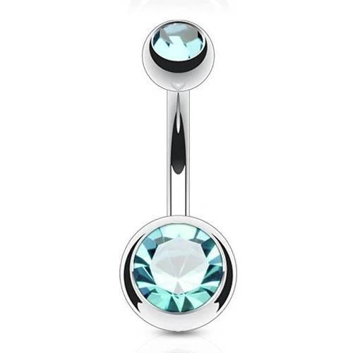 Double Crystal Belly Bar