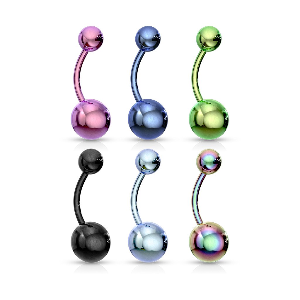 Titanium IP Over 316L Surgical Steel Belly Button Ring