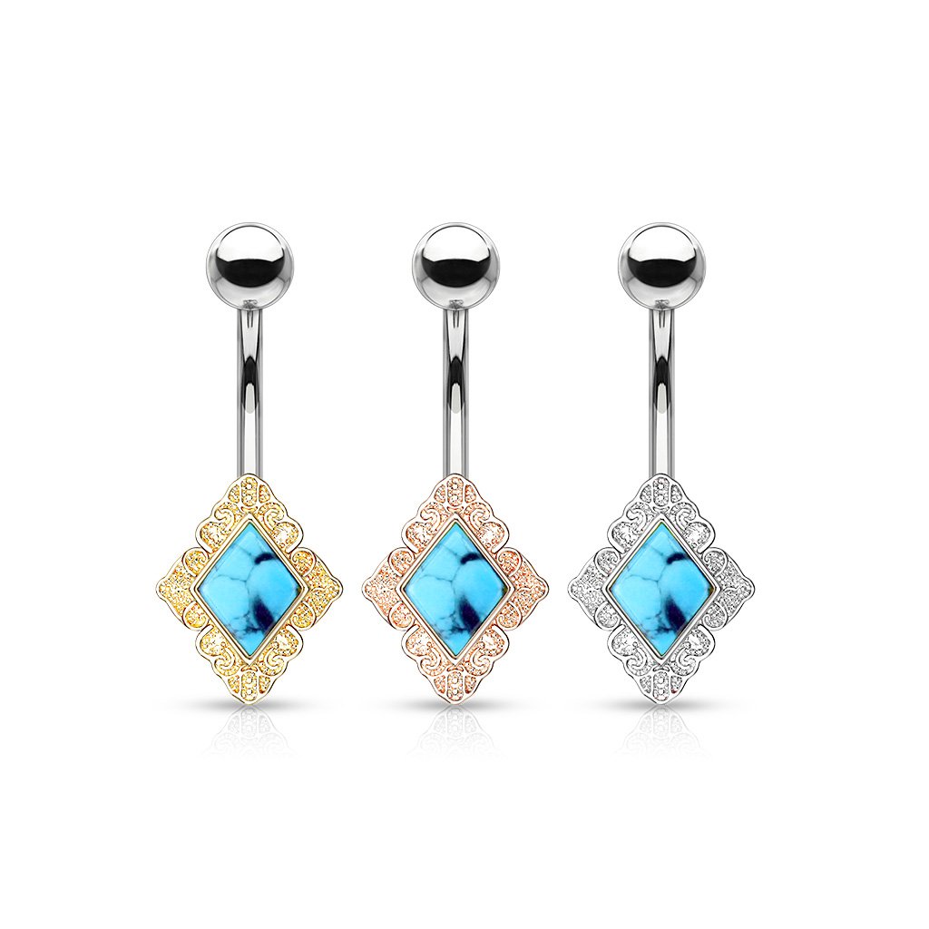 Turquoise Tides Bohemian Diamond Belly Bar