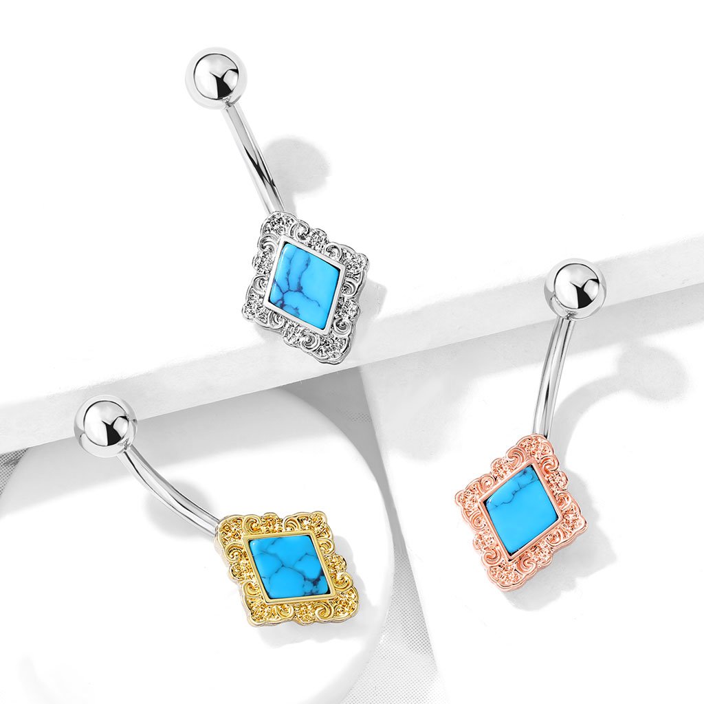 Turquoise Tides Bohemian Diamond Belly Bar