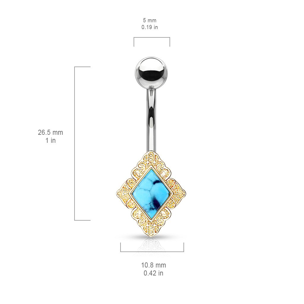 Turquoise Tides Bohemian Diamond Belly Bar