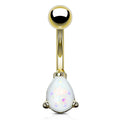 Opal Tear Drop Belly Bar - Gold
