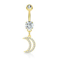 Dangling Hollow Moon Belly Button Ring
