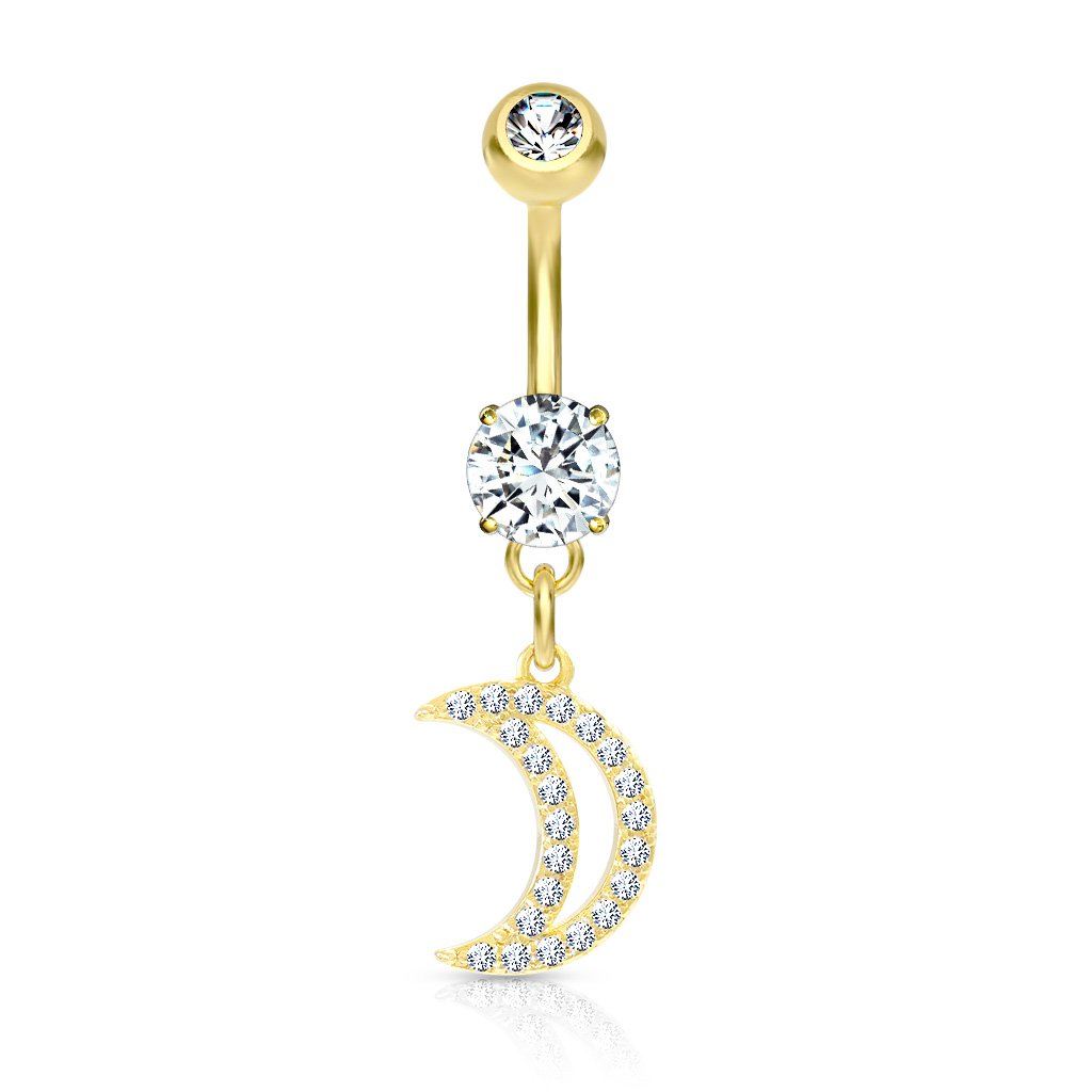 Dangling Hollow Moon Belly Button Ring