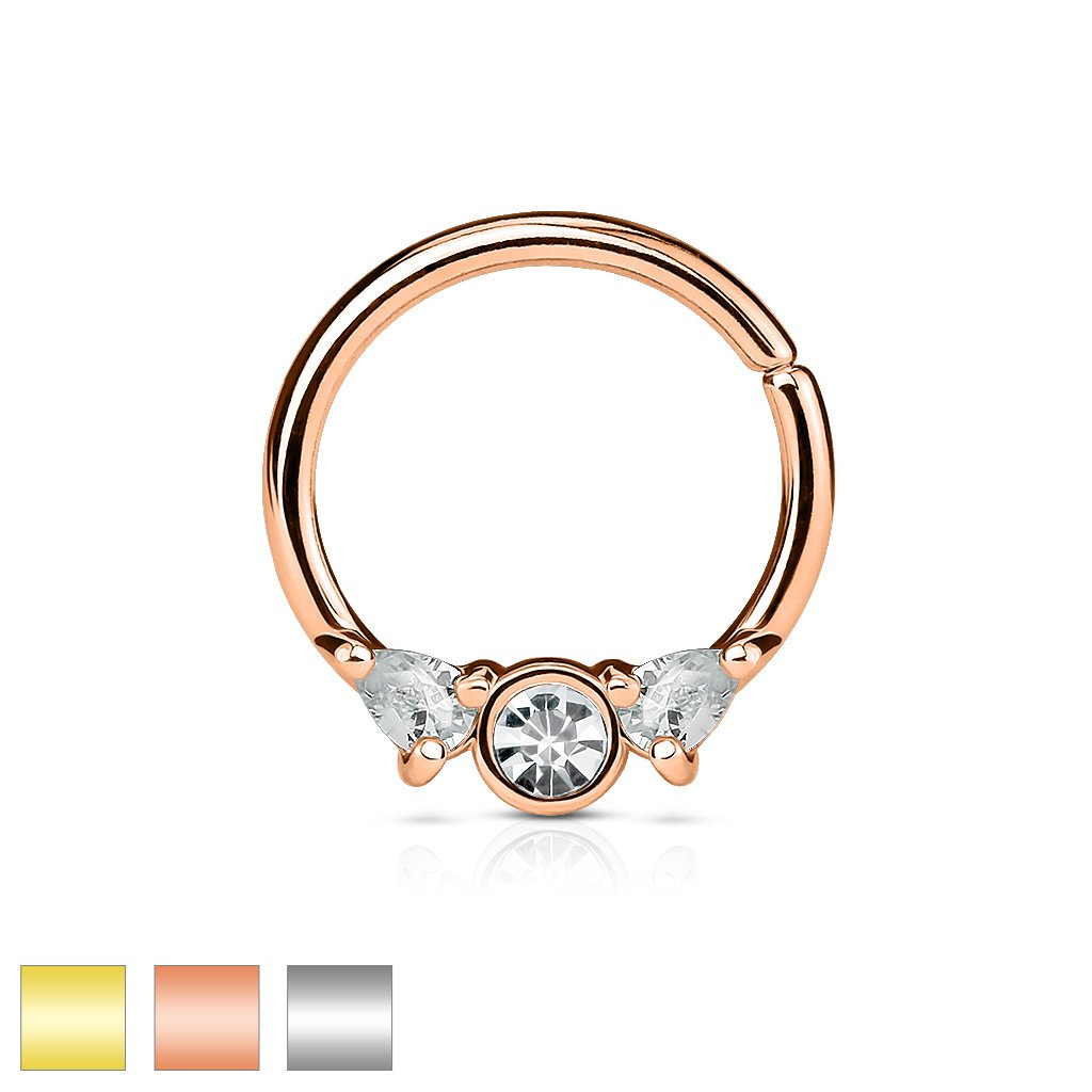 16 Gauge Prong Set Gem Bendable Hoop Ring For Nose & Ear
