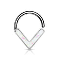 16 Gauge Surgical Steel Opal Chevron Bendable Hoop Ring