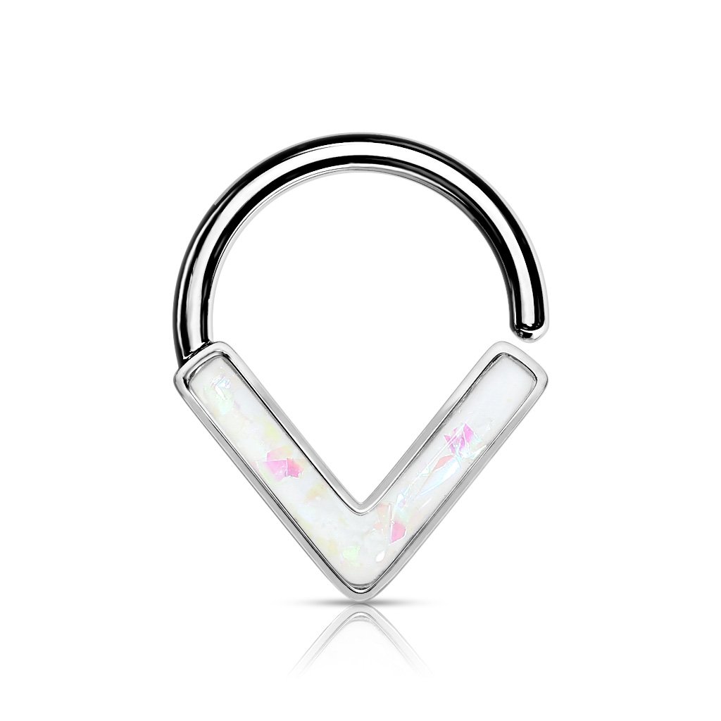 16 Gauge Surgical Steel Opal Chevron Bendable Hoop Ring