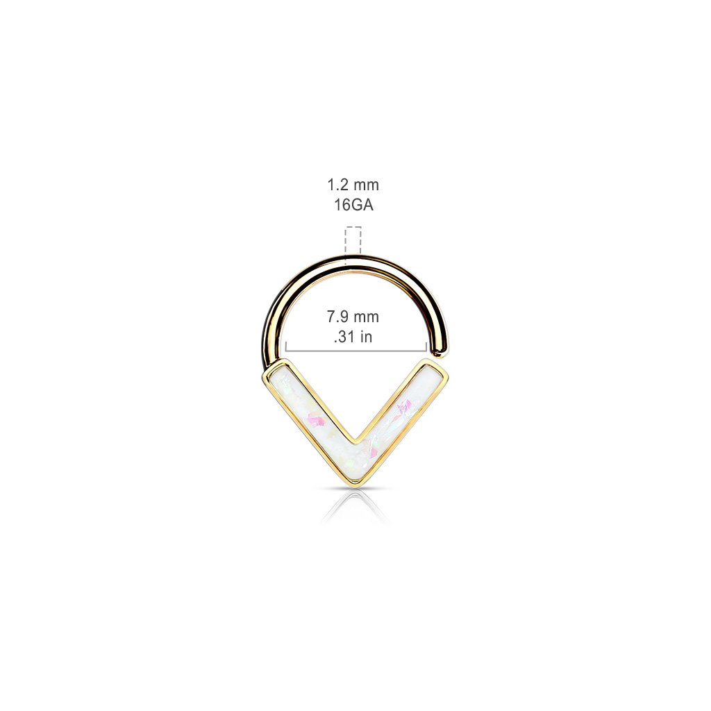 16 Gauge Surgical Steel Opal Chevron Bendable Hoop Ring