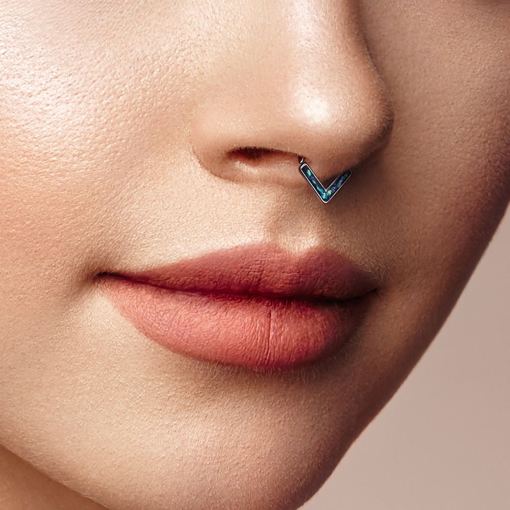 16 Gauge Surgical Steel Opal Chevron Bendable Hoop Ring